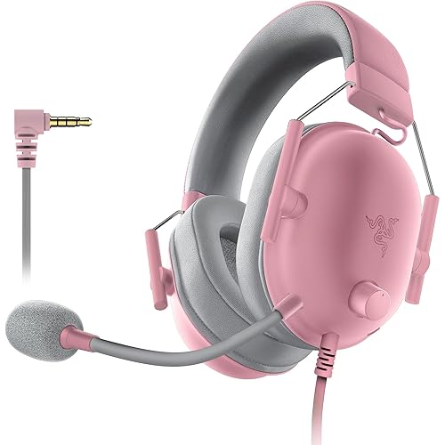 Razer BlackShark V2 X Gaming Headset: 7.1 Surround Sound - 50mm Drivers - Memory Foam Cushions - for PC, PS4, PS5, Switch - 3.5mm Audio Jack - Quartz Pink - Quartz Pink - 3.5mm - PC