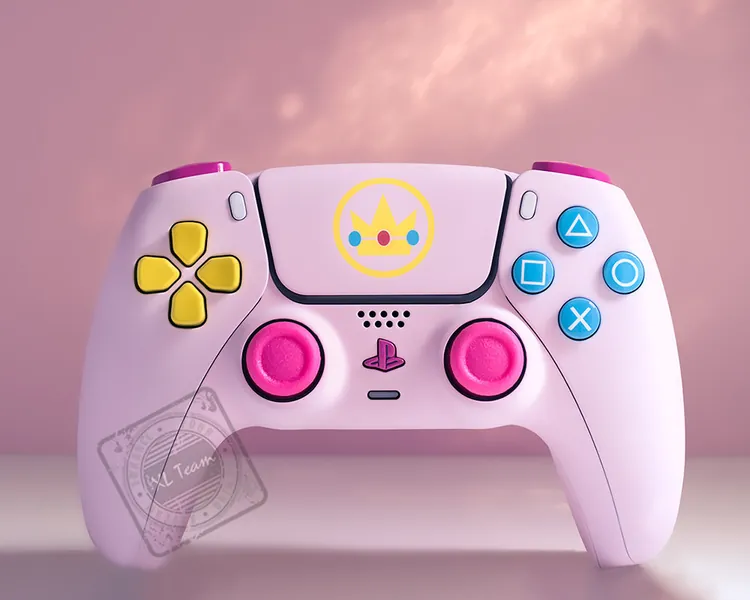 Custom Princess Peach Pastel Pink Themed PlayStation 5 PS5 DualSense Wireless Controller