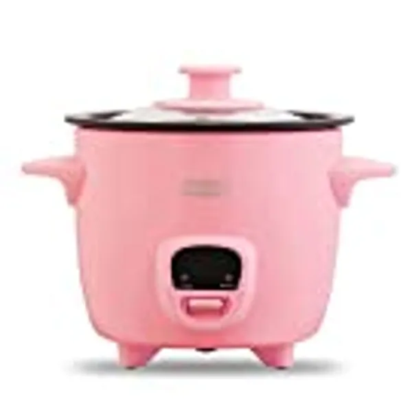 DASH Mini Rice Cooker Steamer with Removable Nonstick Pot, Keep Warm Function & Recipe Guide, 2 cups, for Soups, Stews, Grains & Oatmeal - Pink