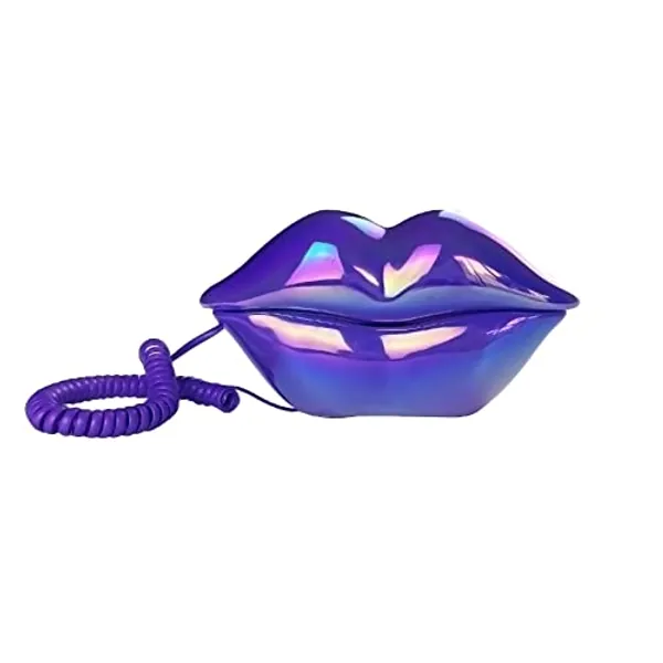 TelPal Corded Landline Phones for Home, Funny Novelty Lip Phone Gift, Wired Mouth Telephone Cartoon Shaped Real Landline Home Office Telephones Furniture Decor (Purple)