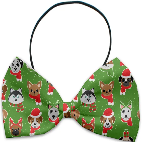 Christmas Pet, Dog and Cat Bow Ties, "Christmas Friends Group" (Choose from 10 different patterns!) - Christmas Dogs / Elastic Band
