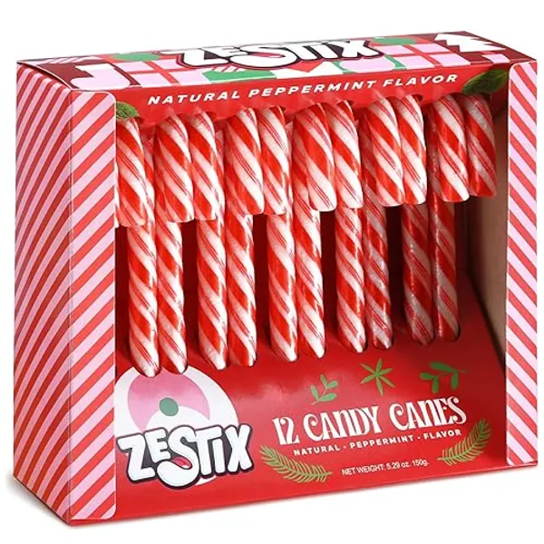 Christmas Candy Canes - Classic Red & White Peppermint Flavor, 12 Count | Individually Wrapped Holiday Treats for Kids & Adults, Perfect Stocking Stuffers & Gift Sets - Peppermint - 1 Pack