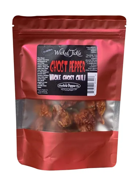 Wicked Tickle 10 Whole Ghost Pepper Dried Intact Seed Pods Plus 2 Free, Super Hot - 