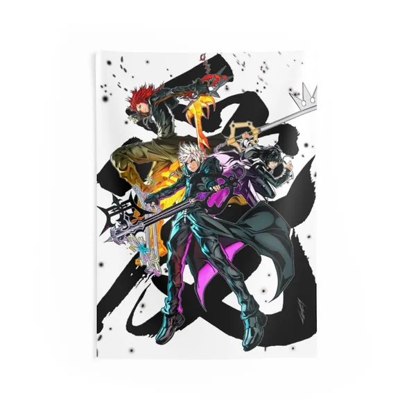 Roxas, Axel & Xion | Kingdom Hearts Wall Tapestry | Kingdom Hearts Wall Hanging | Gaming Room Wall Art | KH Gift | Keyblade | KH2 KH3 KH4