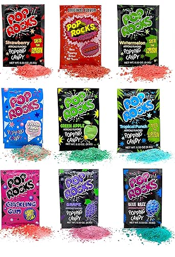 Crait Pop Rocks Crackling Candy Variety Pack Classic Popping Candy - Nine Different Flavors Bulk Pop Rocks Popping Candy, Bulk Candy Individually Wrapped (9 Count)