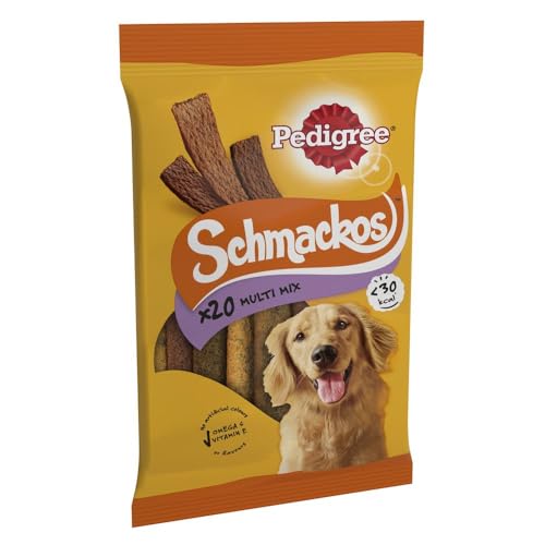 Pedigree Schmackos Multi Mix - Dog Treats in a Variety of Meat Flavours – 180 Tender Strips – Pack of 9 (9 x 144 g) - Meat Variety