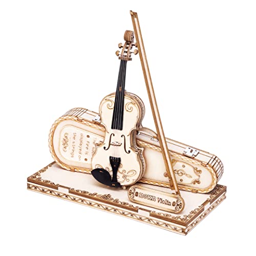 ROKR 3D Wooden Puzzles Violin Capriccio Craft Model Kits for Adults to Build Musical Instruments Birthday Gift for Family and Friends 62 Pieces, Violin Capriccio - Violin Capriccio