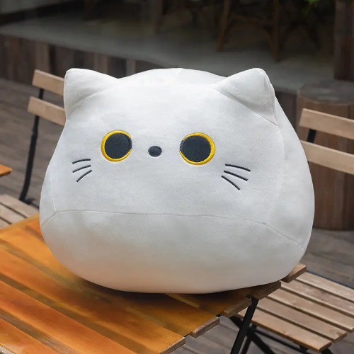 Adam - Soft Cat Plush Pillow Toy - White / 18cm