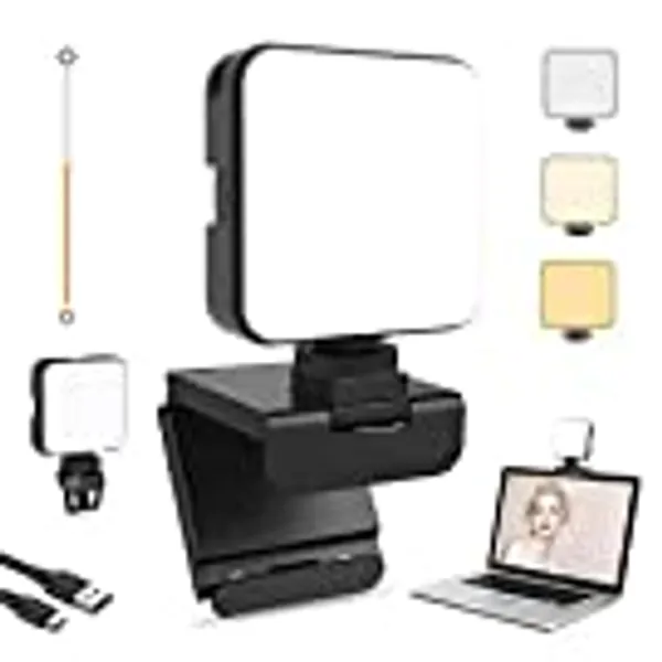 NexiGo Glow Light for Streamers, Enhanced Video Conference Lighting Kit with Webcam Style Clip, Built-in Battery, Dimmable & Rechargeable, for Streaming, Photography, Vlogging