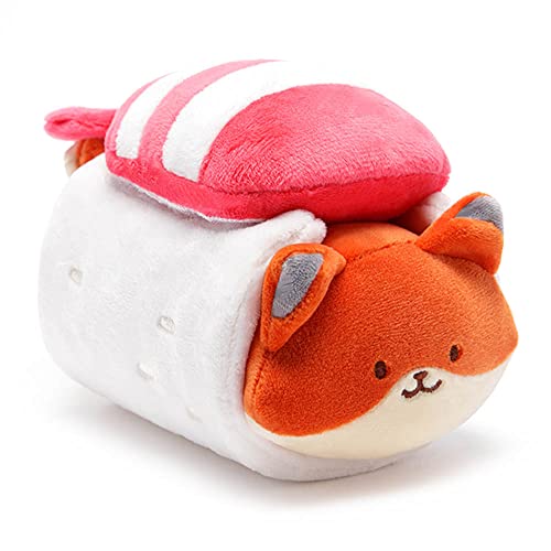 Anirollz Stuffed Animal Plush Toy - Official Roll Blanket Outfitz Doll |Soft, Squishy, Warm, Cute, Comfort, Safe| Shrimp Sushi Pillow with Fox - Birthday Decorations Gift 6" Foxiroll - Foxiroll - 6 inch