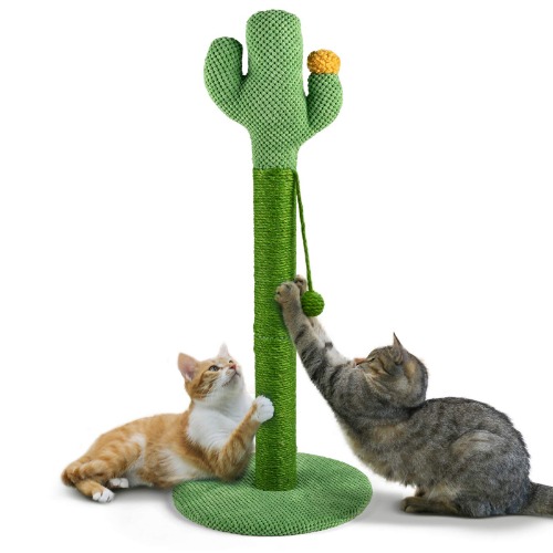 Mora Pets Krabpaal, cactus, krabpaal voor katten, krabpaal voor kleine en grote katten, kattenkrabpaal, sisal touw, krabstang, kattenmeubilair, groen, 83 x 39 cm (h x Ø)