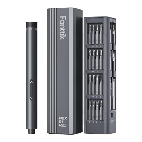 Fanttik E1 Max 3.7V Mini Electric Screwdriver, Precision Screwdriver Set, 50-in-1 Magnetic Bits, Magnetic Storage, 5/32''Hex, Electric Screwdriver for Electronics Phone Camera Laptop Watch - Grey - Grey