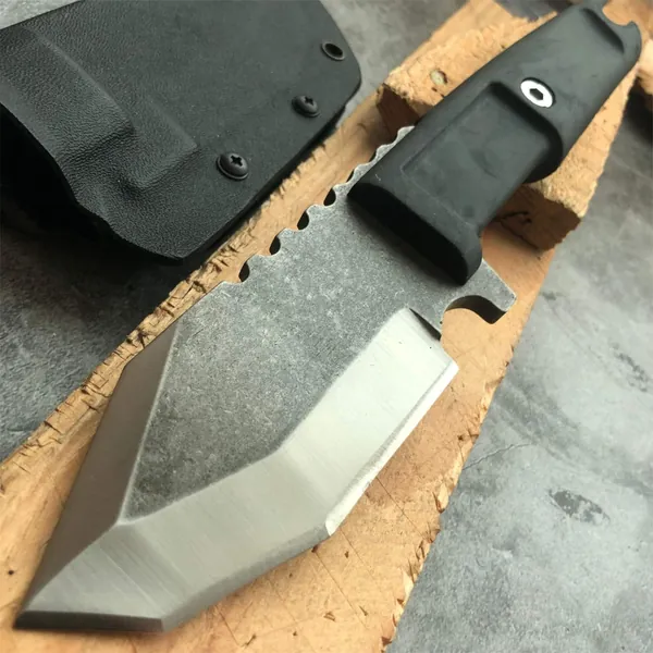 HOLYEDGE 9" Heavy Duty Fixed Blade Survival Hunting Knife Wilderness Tactical Camping Essential Tool with Kydex Sheath - 