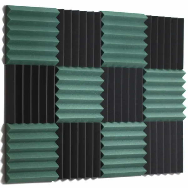 Acoustic Foam Sound Absorption Panels - Dark Green and Black (12 Pieces) | Default Title