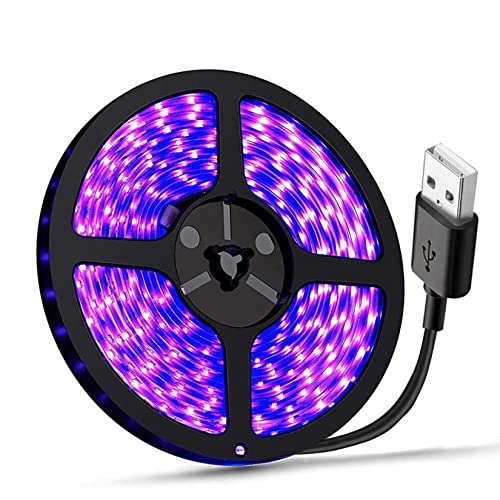 UV Light Strip 2M USB LED Black Light Strip DC5V 390-400nm 3528 120LED IP65 Waterproof Super Bright LED Strip Lights, for Halloween Party Fluorescent Dance Party Body Paint Stage Lightin - USB