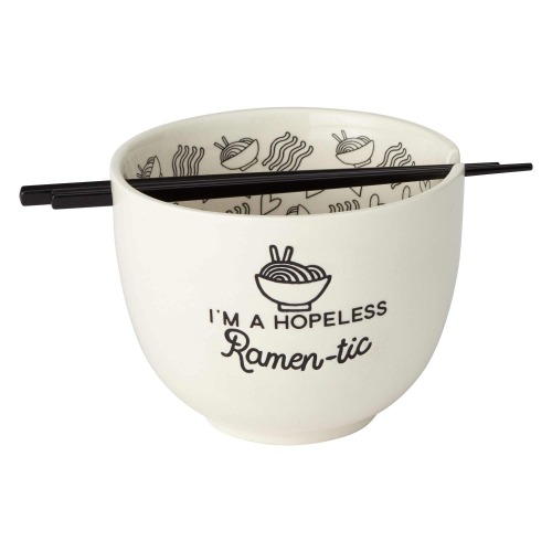 Enesco 6002424 Our Name is Mud Hopeless Ramen-Tic Soup Bowl and Chopsticks Set