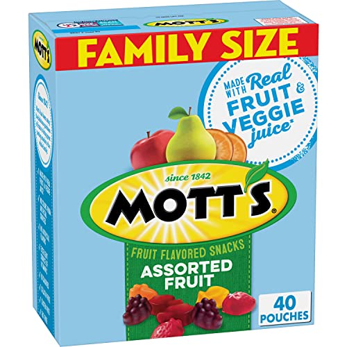 Mott's Fruit Flavored Snacks, Assorted Fruit, Pouches, 0.8 oz, 40 ct - 40 Count (Pack of 1)