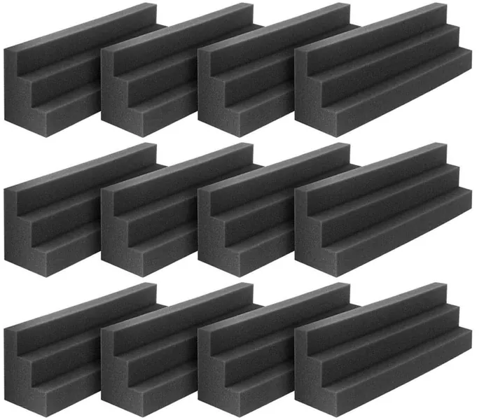 DEKIRU Acoustic Foam Bass Traps Corner Block foam, Studio Foam Sound Proof Foam Panles Noise Dampening Wall Soundproofing Padding, Ideal for Studio, Home or Theater (12"X3"X3", Black) - 12"X3"X3" Black