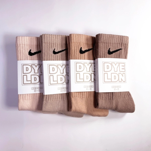 Tie-Dyed Nike Socks, Neutral Earth Tone Colours, One Pair