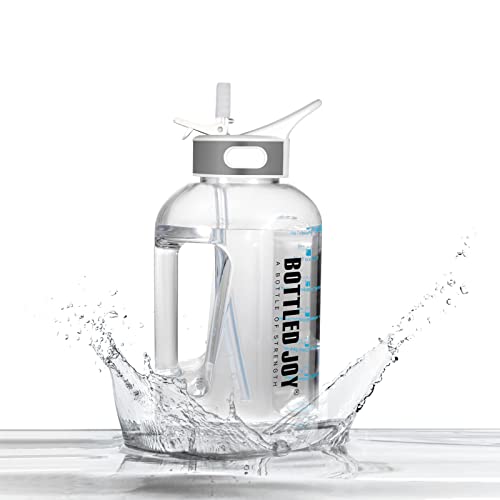 Micacron Water Bottle with Straw 1.5 Litre Sports Drinking Bottle, Daily Water Intake Bottle with Motivational Time Marker to Remind the Drinking Time, BPA-Free, Ideal for Gym Office Camping - White - 1.5L