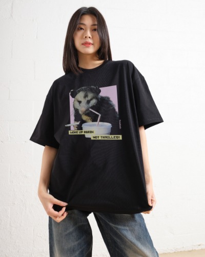 Woke Up Again, Not Thrilled Oversized Tee | Black / 2XL