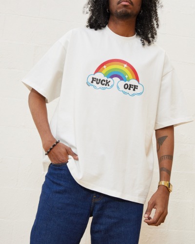 Fk Off Rainbow Oversized Tee | Black / 2XL