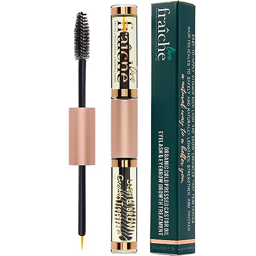 USDA Organic Castor Oil for Eyelashes and Eyebrows - All Natural Cold Pressed Castor Oil Eyelash Growth Serum with Mascara Tube - Caster Oil Eyebrow Growth Serum Eyelash Conditioner Lash Boost Serum - 1 Count (Pack of 1)