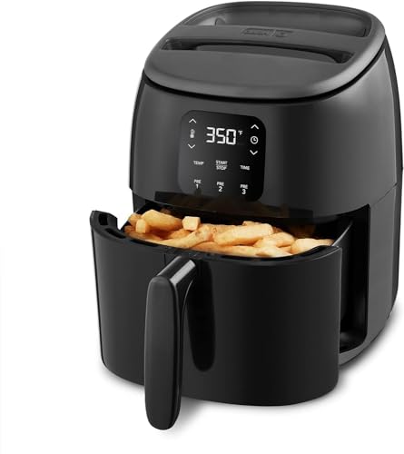 DASH Tasti-Crisp™ Electric Air Fryer Oven, 2.6 Qt., Black – Compact Air Fryer for Healthier Food in Minutes, Ideal for Small Spaces - Auto Shut Off, Digital, 1000-Watt - Black - Digital