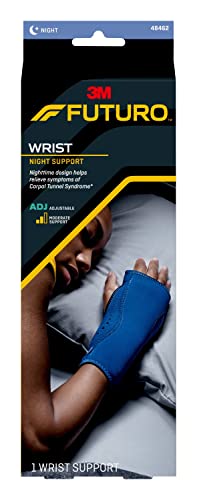 FUTURO Night Wrist Support, Left or Right, Adjustable, Helps Provide Nighttime Relief of Carpel Tunnel Symptoms, Made of Breathable Material, Easy-to-Use Sleeve Design, One Size Fits Most (48462ENR)