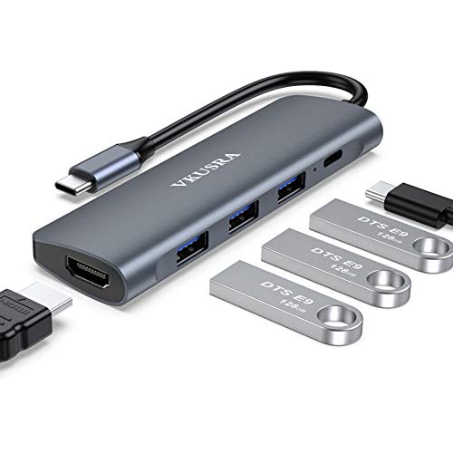 USB C Hub Multiport Adapter,VKUSRA USB C Dongle 5 in 1 with 4K HDMI,3 USB 3.0 Port,100W Power Delivery,Type C Hub for Laptop,PC,MacBook,XPS,and More USB C Devices