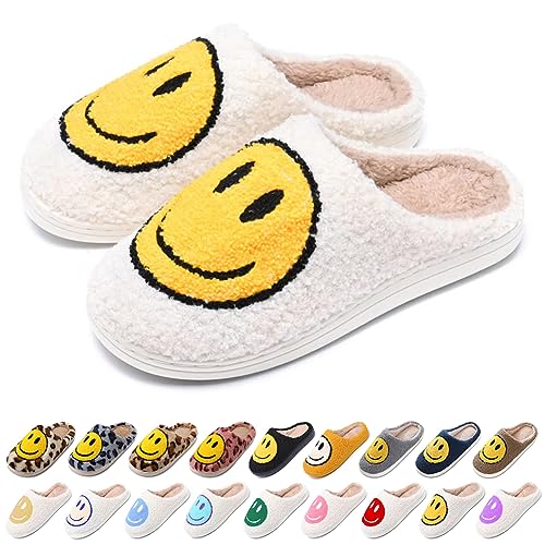 AIMINUO Women's Retro Happy Face Slippers