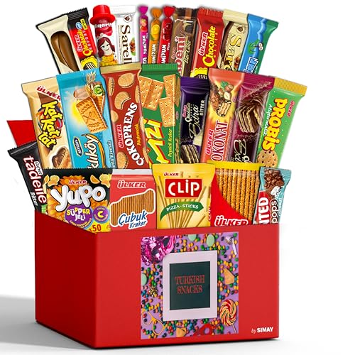 Eros Foreign Snacks Box, International Snack Box, Exotic Snacks, 25 Count Snack Packs Variety Box, Universal Yums, International Snacks, Turkish Snacks Gift Box, Snack Boxes for Adults and Kids, Snacks from Around the World