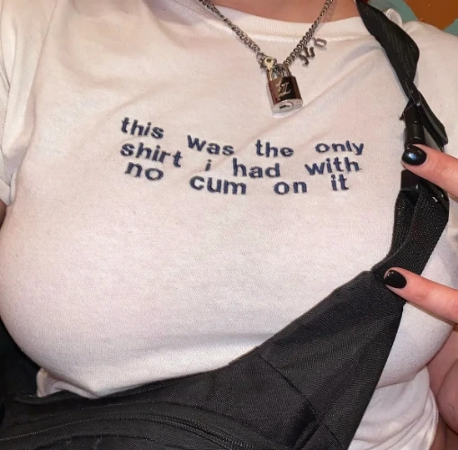 only shirt with no cum on it tee (Size: S, Color: Black T-shirt)