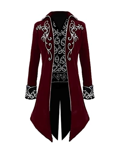 VOREING Mens Medieval Steampunk Tailcoat Victorian Jacket Frock Coat