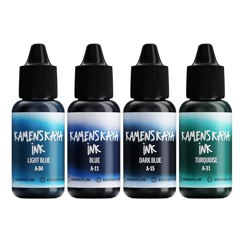 Kamenskaya Alcohol Ink Set #11: Matched Color Combination of Alcohol Inks, 4 pcs. 0.51 fl oz (15 ml) Each - Basic 'A' line - 11
