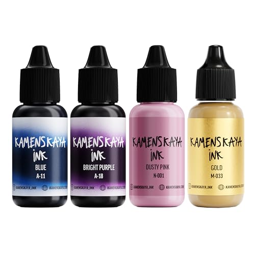 Kamenskaya Alcohol Ink Set #8: Matched Color Combination of Alcohol Inks, 4 pcs. 0.51 fl oz (15 ml) Each - Mixed - 8