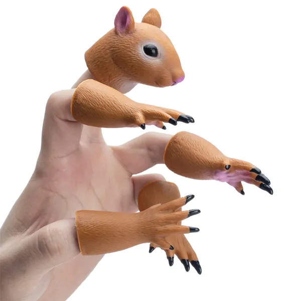 RONIAVL Handi Squirrel Finger Toys Hand Puppet Novelty Animal Tiny Handy Doll Props Plaything Gift for Kids Birthday Party Cosplay Performance Latex Soft Odourless