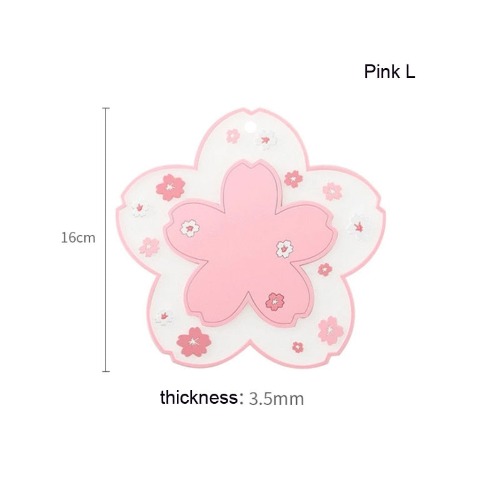 Kawaii Sakura Coffee Coaster - Silicone/Pink/White - Pink L
