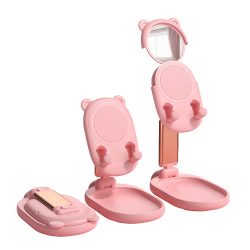nediea Handyständer für Tisch, Niedlich Bär Handyhalter, Faltbares Kawaii Zubehör, Handy Ständer für iPhone SE 13/12/11/Pro/XR/XS/Max, Samsung A20E/51/71/S20/Plus, Alle Smartphones (4-10 Zoll) (Rosa) - Rosa