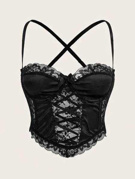 Black lace corset top