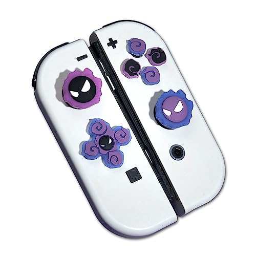 PERFECTSIGHT Cute D-Pad Button Caps Silicone Thumb Grips Set, ABXY Key Buttons Sticker Joystick Cover Caps Compatible with Nintendo Switch/OLED - Luminous Purple - Purple