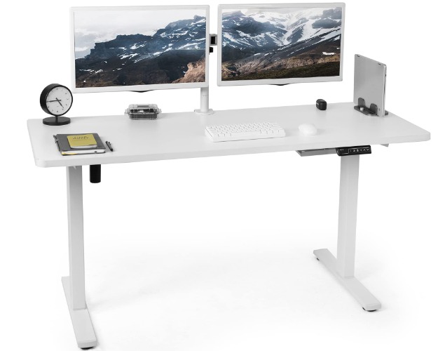 VIVO Electric Height Adjustable 60 x 24 inch Memory Stand Up Desk, White Solid One-Piece Table Top, White Frame, Standing Workstation with Preset Controller, DESK-KIT-1W6W - 60 x 24-inch White/White