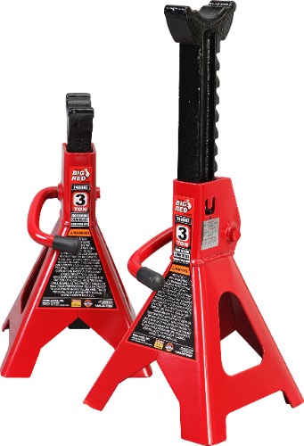 BIG RED T43202 Torin Steel Jack Stands: 3 Ton (6,000 lb) Capacity, Red, 2 count (pack of 1) - 2 count (pack of 1) Stands