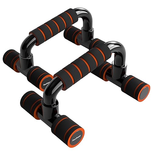 Readaeer Push Up Bars Gym Exercise Equipment Fitness 1 Pair Pushup Handles with Cushioned Foam Grip and Non-Slip Sturdy Structure Push Up Bars for Men & Women - Orange