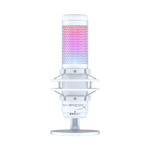 HyperX QuadCast S – RGB USB Condenser Microphone for PC, PS5, Mac, Anti-Vibration Shock Mount, 4 Polar Patterns, Pop Filter, Gain Control, Gaming, Streaming, Podcasts – White