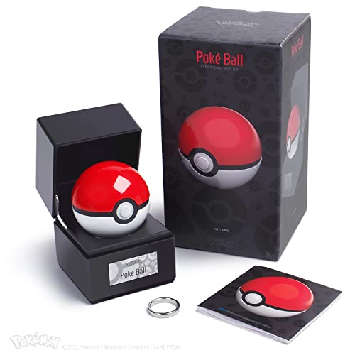 The Wand Company Original Poké Ball Authentic Replica - Realistic, Electronic, Die-Cast Poké Ball with Display Case Light Features – Officially Licensed by Pokémon