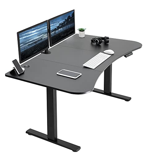 VIVO Electric Height Adjustable 63 x 32 inch Stand Up Desk, Black Table Top, Black Frame, Standing Workstation with Preset Controller, 1B Series, DESK-KIT-1B1B - 63 x 32-inch - Black Top / Black Frame