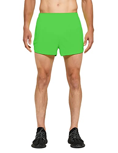 DEMOZU Men's 3 Inch Neon Running Shorts Quick Dry Workout Athletic Gym Marathon Shorts with Liner - XX-Large - Neon Green