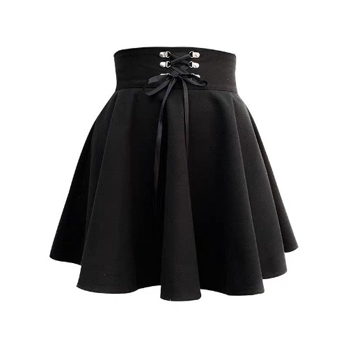 'Toil and Trouble' Black Lace up Skirt - Black / M