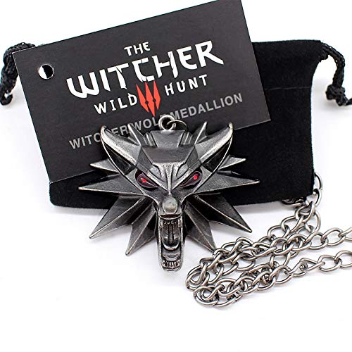 The witcher 3 pendant necklace animal wolf head necklace 1 bag 1 card original quality wholesale - 